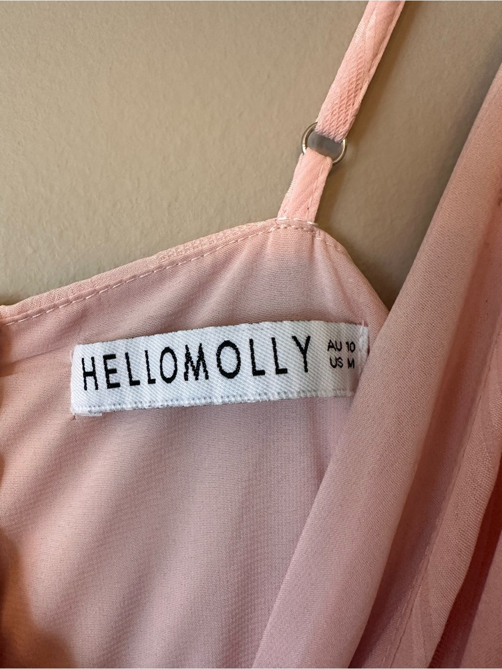 Hello Molly Pale Pink Spaghetti-Strap Ruffle Tie Mini Dress - Picture 2 of 4